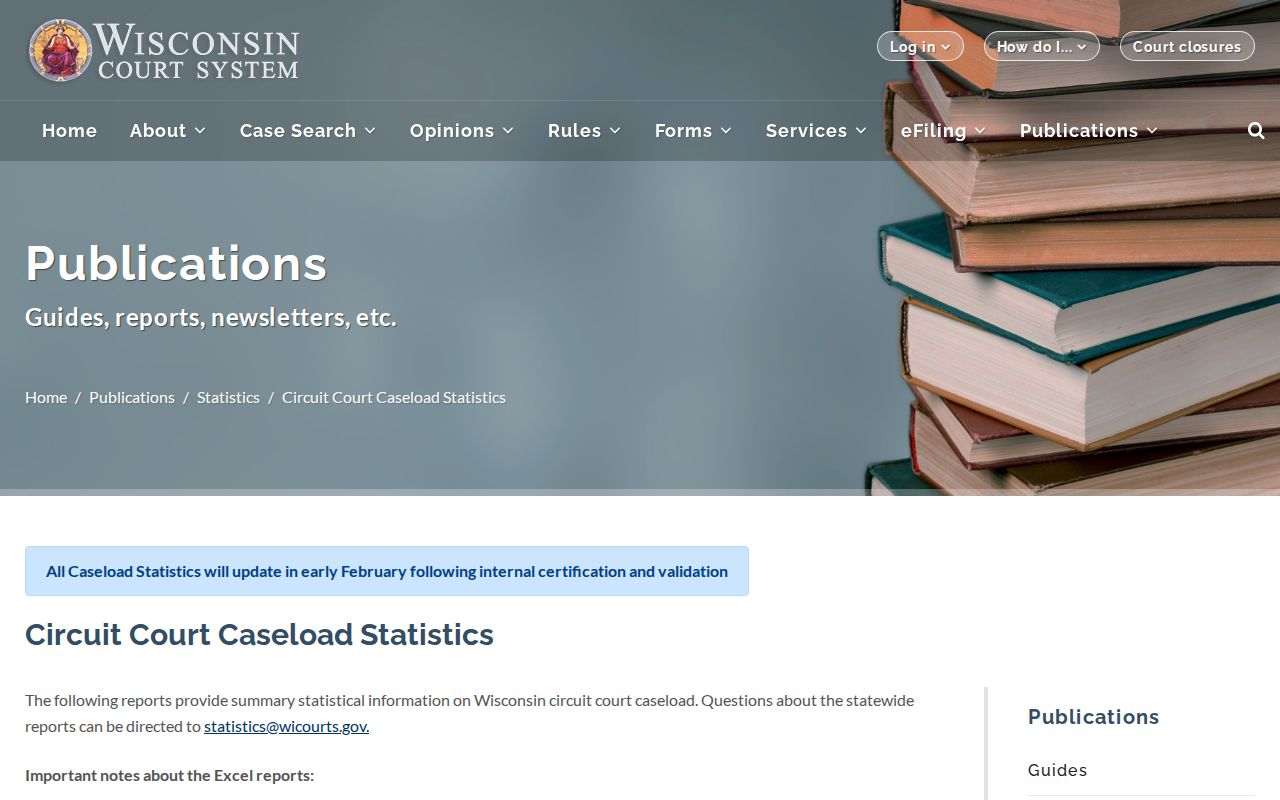Wisconsin annual circuit court statistics reports