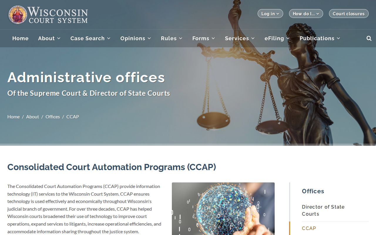 Wisconsin CCAP public access and courthouse terminal information