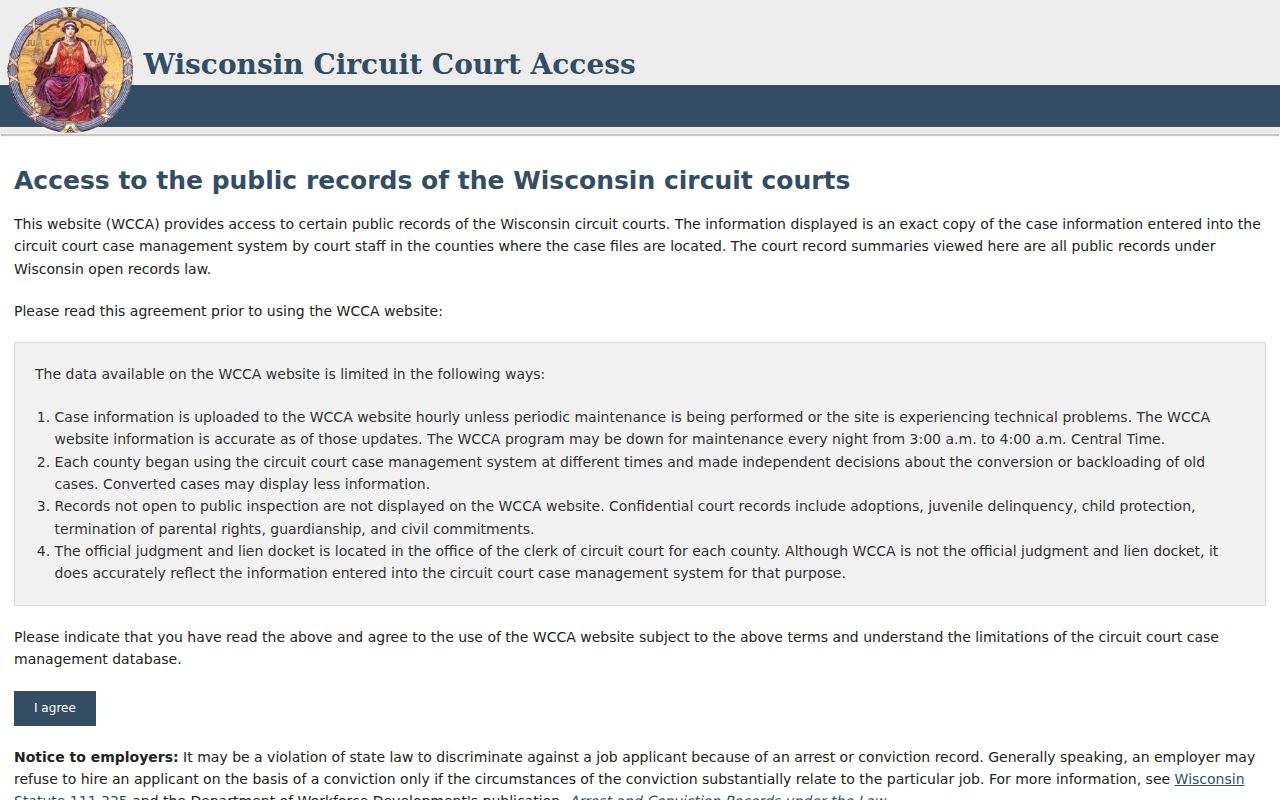 Langlade County court docket WCCA public access entry